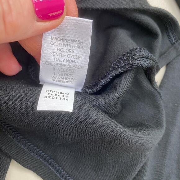 J Jill Top Petite Small Solid Black Tie Front Scoop Neck Stretch Knit Neutral - Picture 7 of 11